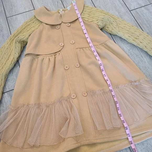 Trish Scully child boutique long sleeve heavy collared dress brown size 12 - Picture 7 of 11
